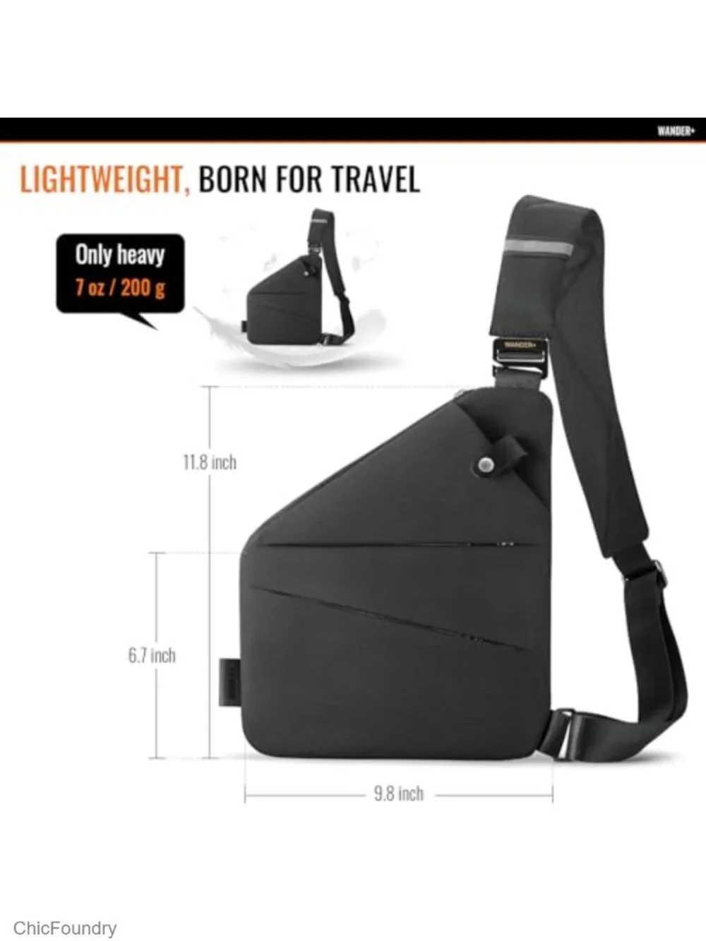 Anti Theft Crossbody Travel Bag Multi-Pocket Slim Sling Bag Waterproof Nylon